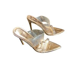 Slip On Rose Gold Sexy transparent Acrylic Stiletto Heels Size 7.5
